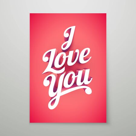 I Love You Vector custom 3d hand lettering typographic poster design.のイラスト素材