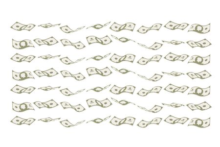 Vector illustration of flying banknotes.のイラスト素材