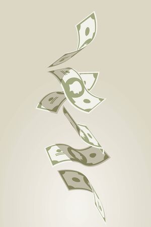 Vector illustration of falling flying banknotes.のイラスト素材
