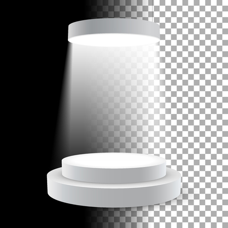 Illuminated white round podium vector illustration.のイラスト素材