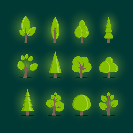 Vector various tree collection. Elements are layered separately in vector file. Global colors.のイラスト素材