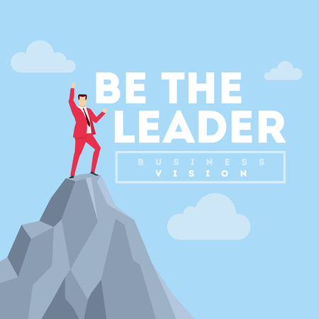Be the Leader. Business concept illustration. Businessman in red suit.のイラスト素材