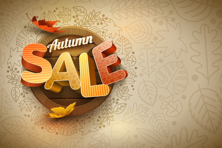 Vector autumn sale poster design template. Elements are layered separately in vector file.のイラスト素材