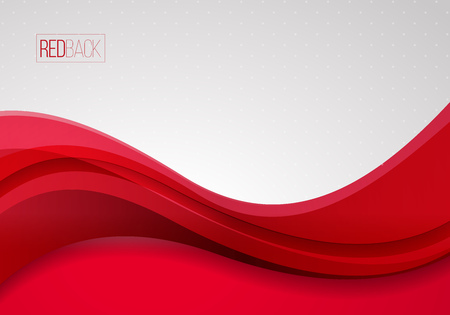 Wavy red and white vector abstract background. Ideal for brochure, flyer, and website design. With copy space.のイラスト素材