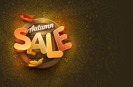 Vector autumn sale design with leaf icons and leaf frame.のイラスト素材