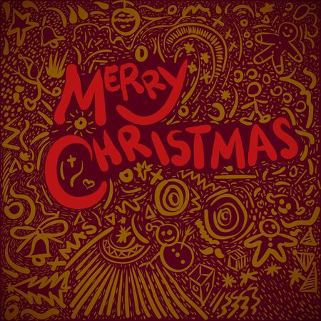 Abstract hand drawn Christmas greeting card.のイラスト素材