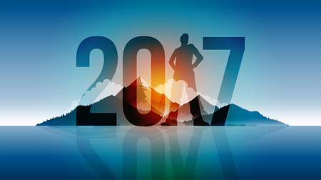 Year 2017 outdoor concept greeting design. Elements are layered separately in vector file.