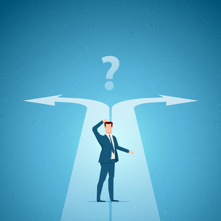 Business concept vector illustration. Choices, career, confused mind concept. Elements are layered separately in vector file.のイラスト素材