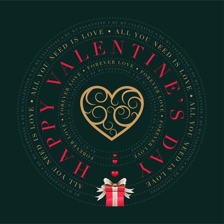 Vector Valentine's Day greeting card design template. Elements are layered separately in vector file.のイラスト素材