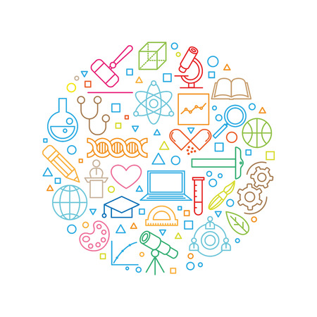 Vector all sciences concept line icon collection.のイラスト素材
