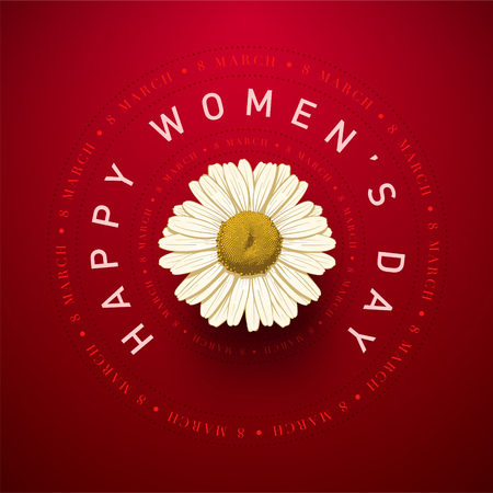 Vector Womenâs Day greeting card design template. Elements are layered separately in vector file.のイラスト素材