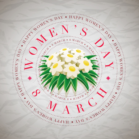 Vector Womens Day greeting card design template. Elements are layered separately in vector file.のイラスト素材