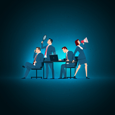 Business concept illustration. Business people working. Elements are layered separately in vector file.のイラスト素材