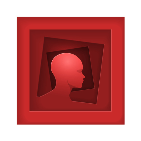 Vector human mind concept paper art style illustration with nested squares. Elements are layered separately in vector file.のイラスト素材