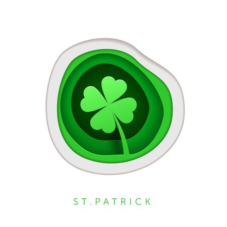 Four leaf clover. Paper art style vector illustration.のイラスト素材