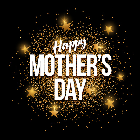 Happy Mother's Day banner with gold glitter. Vector illustration. Elements are layered separately in vector file.のイラスト素材
