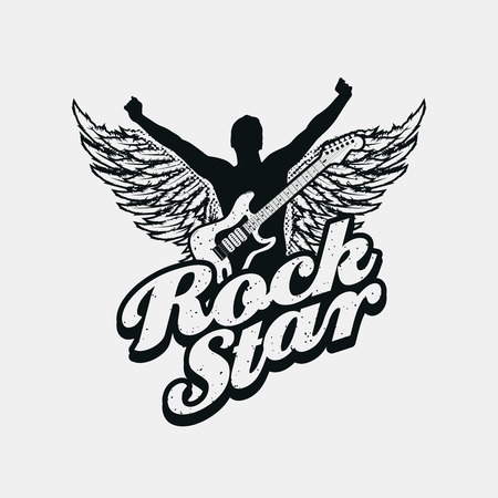 Rock Star typographic design for t-shirt print or all graphic designs. Global flat colors. Layered vector illustration.のイラスト素材