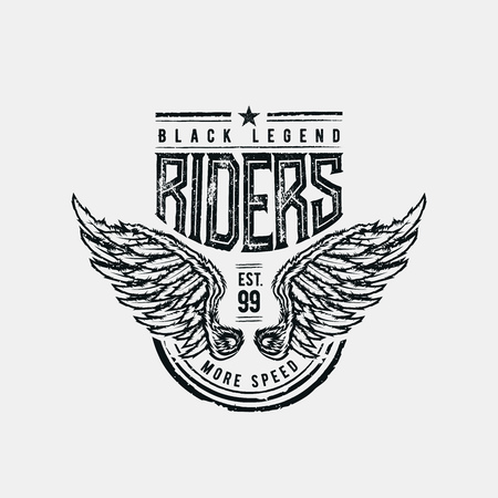 Black Legend Riders typographic design for t-shirt print. Global flat colors. Layered vector illustration.のイラスト素材