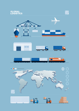 Vector global transportation concept infographics.のイラスト素材