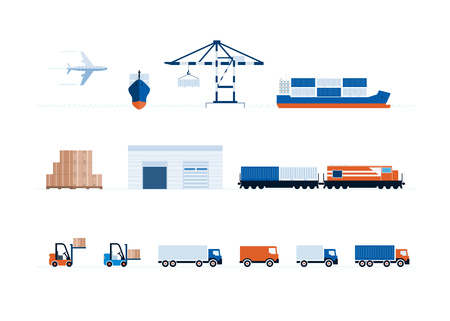 Vector global transportation and delivery symbol collection.のイラスト素材