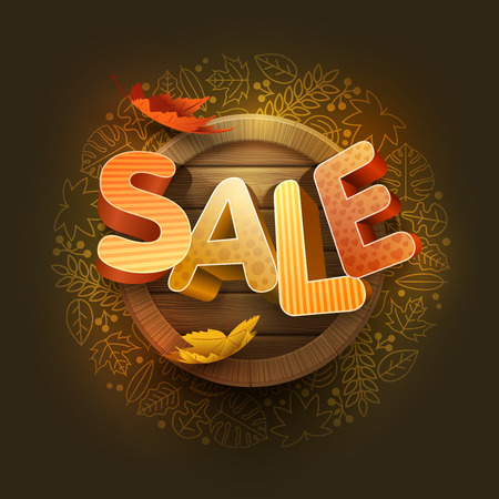Vector autumn sale design. Elements are layered separately in vector file.のイラスト素材