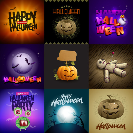 Vector Halloween design template set.のイラスト素材