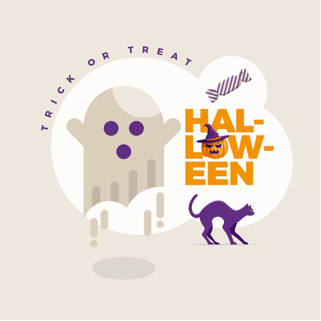 Vector Halloween design template. Modern flat design.のイラスト素材