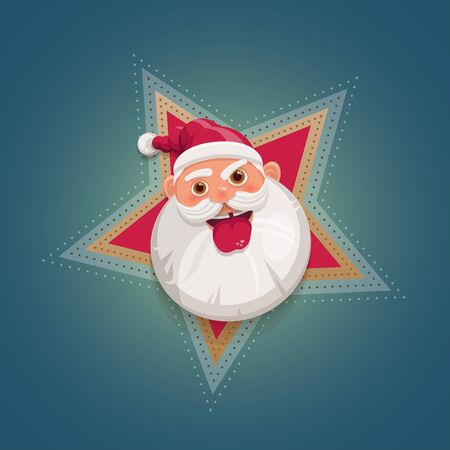 Mad Santa Claus portrait. Facial expression. Vector illustration.のイラスト素材