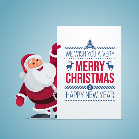 Santa showing Christmas bannerのイラスト素材