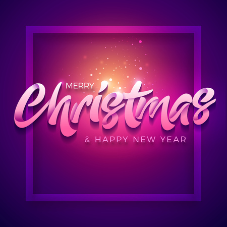 Merry Christmas and Happy New Year typographic design.のイラスト素材