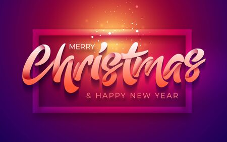 Merry Christmas and Happy New Year typographic design.の写真素材