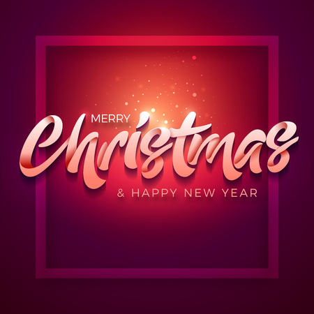 Merry Christmas and Happy New Year typographic design.のイラスト素材