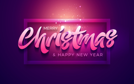 Merry Christmas and Happy New Year typographic design.のイラスト素材