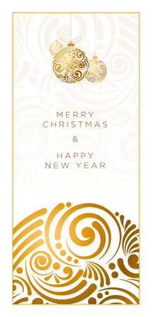 Vector Christmas greeting card design. Abstract swirl Christmas ball on white background.のイラスト素材