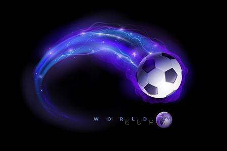 Soccer ball in flames and lights on black background.のイラスト素材
