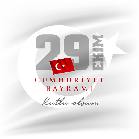 Turkish National Festival. 29 Ekim Cumhuriyet Bayrami. October 29 Republic Day and the National Day in Turkey. Typographic design for social media or print design.のイラスト素材