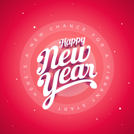 Vector Happy New Year custom 3d hand lettering typographic design. Elements are layered separately in vector file.のイラスト素材