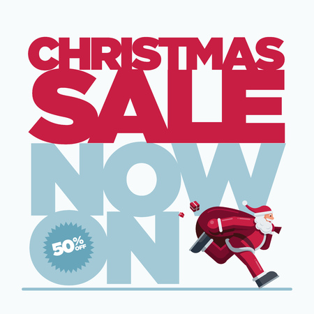 Vector Christmas design with Santa Claus illustration. Christmas Sale Concept Design. Best for poster, advert or social media post.のイラスト素材