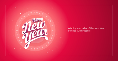 Vector Happy New Year custom 3d hand lettering typographic design. Elements are layered separately in vector file.のイラスト素材