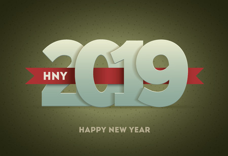 2019 Happy New Year. Vector greeting card design element. Elements are layered separately in vector file.のイラスト素材