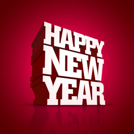 Vector Happy New Year design with 3D bold letters.のイラスト素材