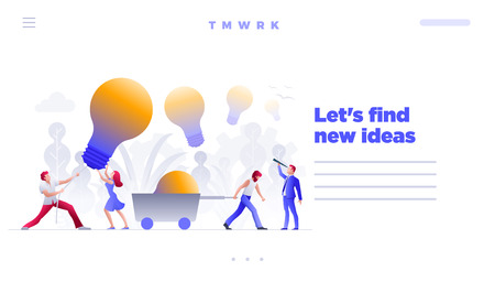 Business people meeting and brainstorming and search, find and hunt new ideas, solutions and opportunities.  Vector concept web site main page design template.のイラスト素材