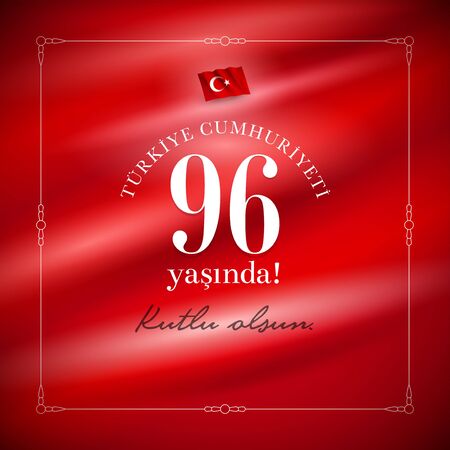 Turkish National Festival. 29 Ekim Cumhuriyet Bayrami. Translation: Happy October 29th Republic Day. National Day in Turkey. Typographic design for social media or print design.のイラスト素材