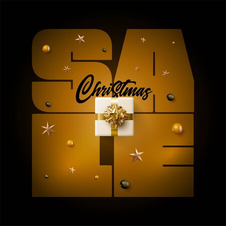 Chrstmas sale poster design template.  Vector illustration. Elements are layered separately in vector file.のイラスト素材