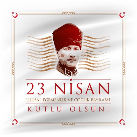 Vector illustration of the 23 Nisan Cocuk Bayrami, April 23 Turkish National Sovereignty and Children's Day, design template for the Turkish holiday.のイラスト素材