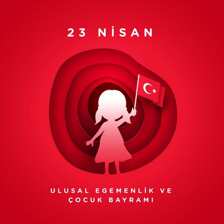 Vector illustration of the 23 Nisan Ãocuk Bayrami, April 23 Turkish National Sovereignty and Children's Day, design template for the Turkish holiday.のイラスト素材