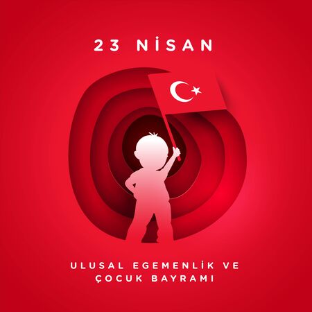 Vector illustration of the 23 Nisan Ãocuk Bayrami, April 23 Turkish National Sovereignty and Children's Day, design template for the Turkish holiday.のイラスト素材