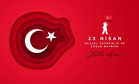 Vector illustration of the 23 Nisan Ãocuk Bayrami, April 23 Turkish National Sovereignty and Children's Day, design template for the Turkish holiday.のイラスト素材