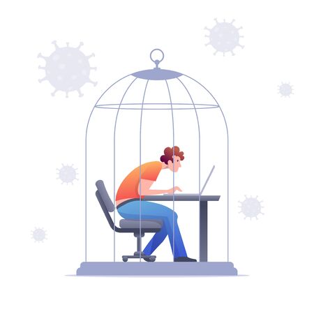 Social distancing, self quarantine and isolation concept vector illustration.のイラスト素材