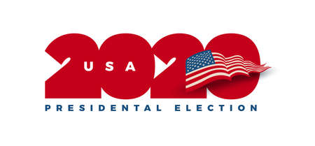 Vote 2020 in USA. Typographic vector design. USA debate of president voting. Election voting design. Political election campaign.のイラスト素材